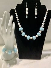 Artisan Baby Blue & Genuine White Howlite Jewelry Set - Baby Shower Jewelry