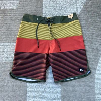 Quiksilver Highline Board Shorts Mens 29 Striped Swim Trunks Surfer Skater NWT