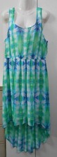 New w/o Tag~Forever 21~Sz L*~Blues/Greens Slvless Lined Dress w/Criss Cross Back