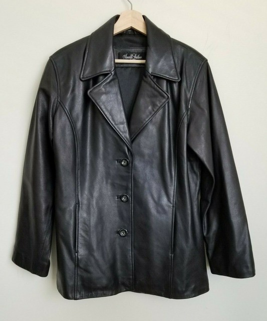 Womens Black Leather Jacket Hip Length Pictures