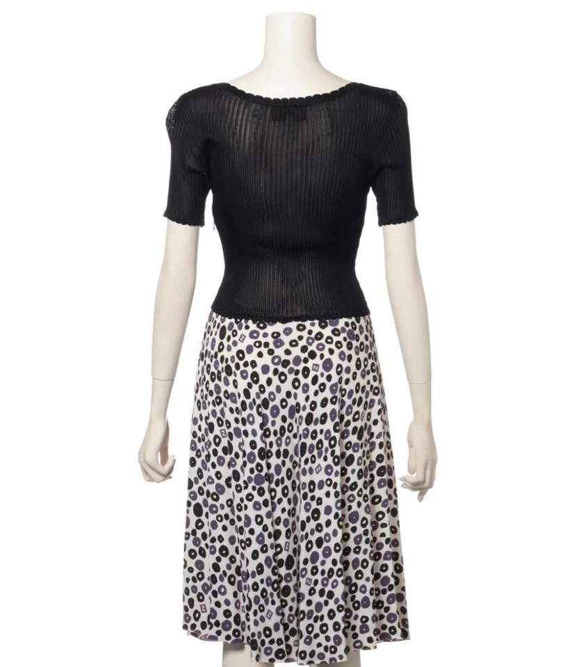 FENDI Short Sleeve Dress Women Size 42 FF Black Purple Genuine USED - Image 2 of 4