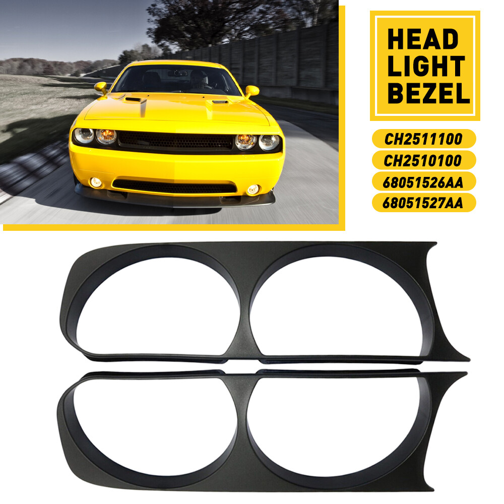 Left&Right Headlight Bezel Trim Black For 2008-2014 Dodge Challenger 68051527AA