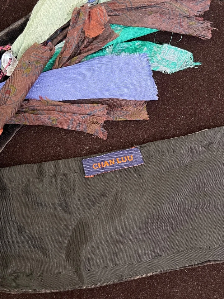 Chan Luu Long Boho Scarf Velvet with Silk Shreds YY827 - Image 4 of 4