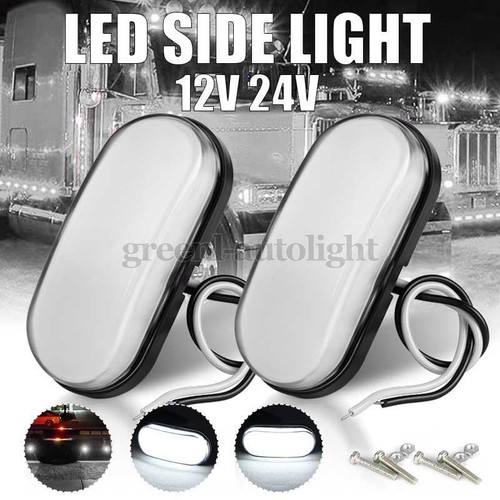 Remolque de camión impermeable 12-24V 2 piezas blanco 9-LED luz marcadora lateral ovalada separación - Imagen 1 de 9