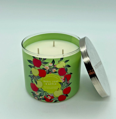 Bath & Body Works Candle BASIL LEAF & APPLE Large 3-Wick 14.5 oz