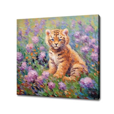 Süßes Tigerjunges bunt Leinwandbild Wandbild Tier Wildkatze Bild Geschenk