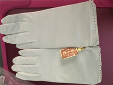 New VTG NIP MISS Aris Stretch White Nylon Gloves costume wedding prom movie prop