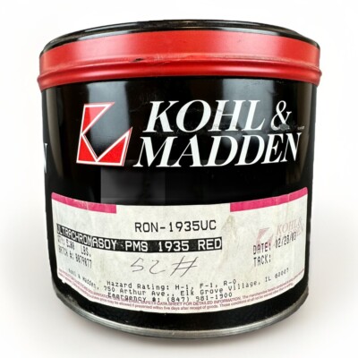 KOHL & MADDEN **RED** OFFSET PRINTING INK OIL BASED 5 LBS PANTONE # 1935 RED