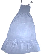 Zesica Womens Size XS-Small Blue Smocked Tiered Ruffle Maxi Sundress