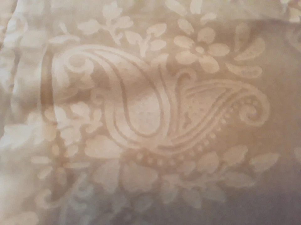 Light Tan Stamped Velvet Fabric Remnant 42 x 66" Floral Tulip Flowers Pattern - Image 4 of 4