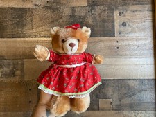 Russ Berrie Holly Bear VTG Plush Stuffed 11" Teddy Dress Ribbon Bow Christmas