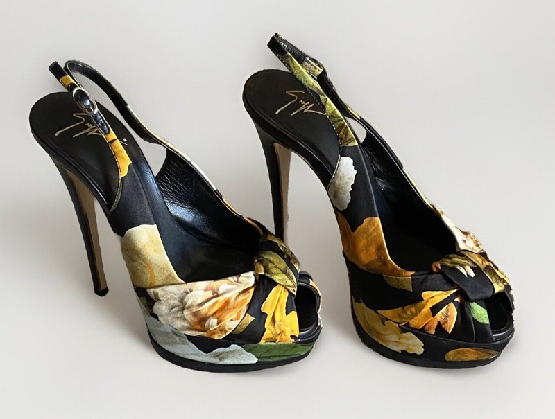 GIUSEPPE ZANOTTI⚡️Satin handkerchief knot peep toe slingback stilettos 36EU/6US