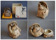 Japanese "Raccoon Dog" Incense Container (aka KOGO) Made by Yuzuru WATANABE F90