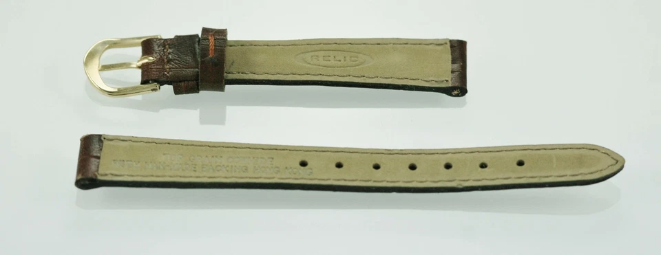 Relic Womens Stainless Steel Brown Leather Replacement Watch Band 12mm - Image 2 of 2