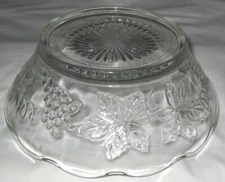 Vintage 1960’s Anchor Hocking Glass Punch Bowl BASE ONLY Grape Leaf Pattern exc
