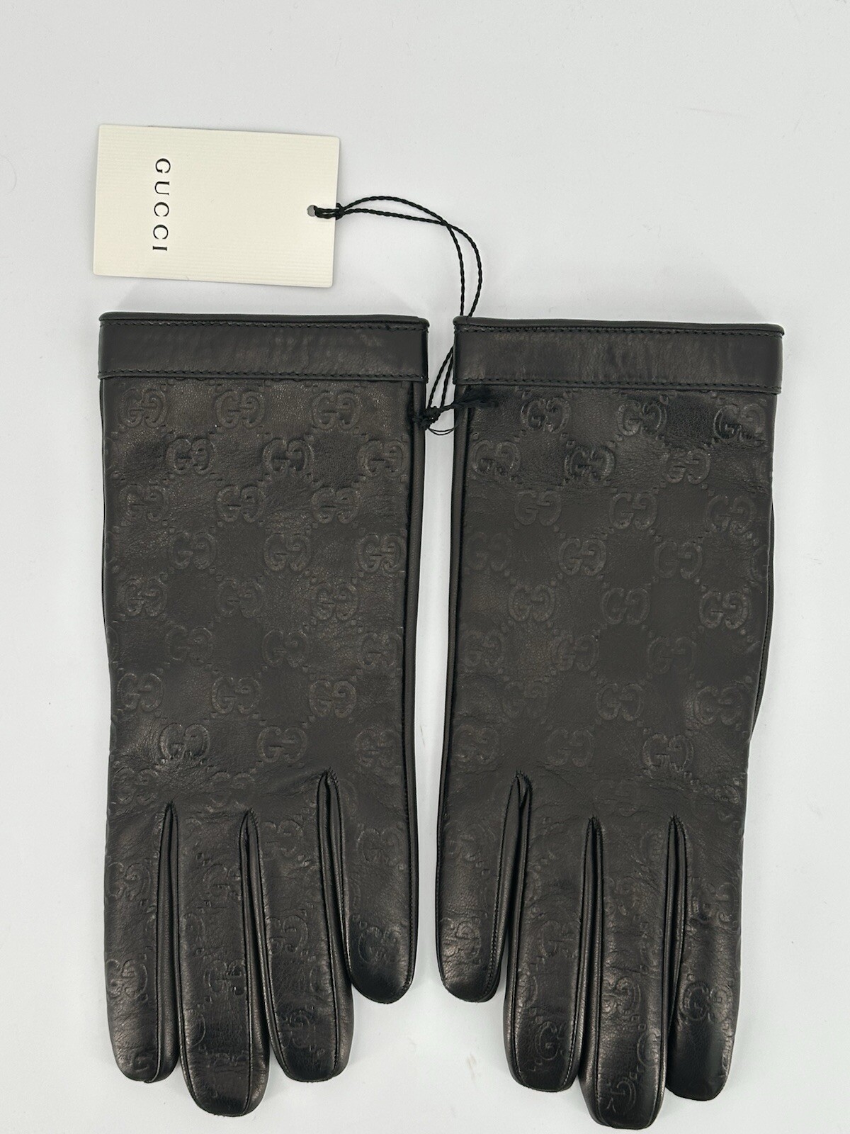 New Luxury Genuine GUCCI Men's Gloves-434211- Leather Large-8.5-S image 4