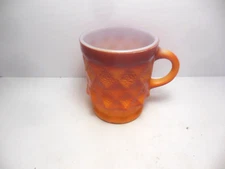 Vintage Anchor Hocking Fire King Glass Mug Kimberly Diamond Red & Orange