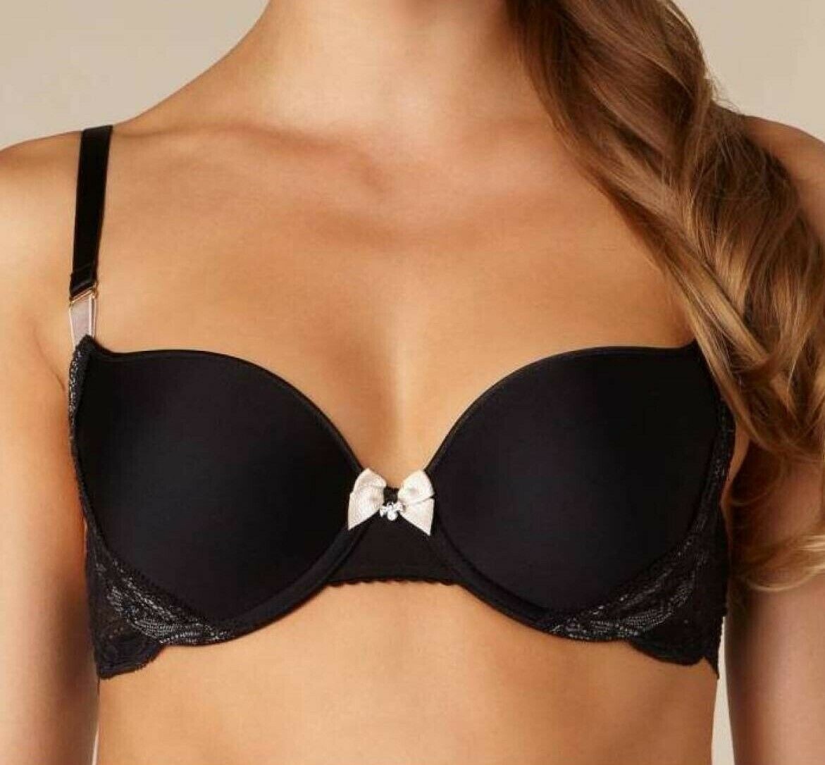 Chantelle Passionata Bra Mon Amour Size 34B Black Padded T-Shirt Lace 5239 New