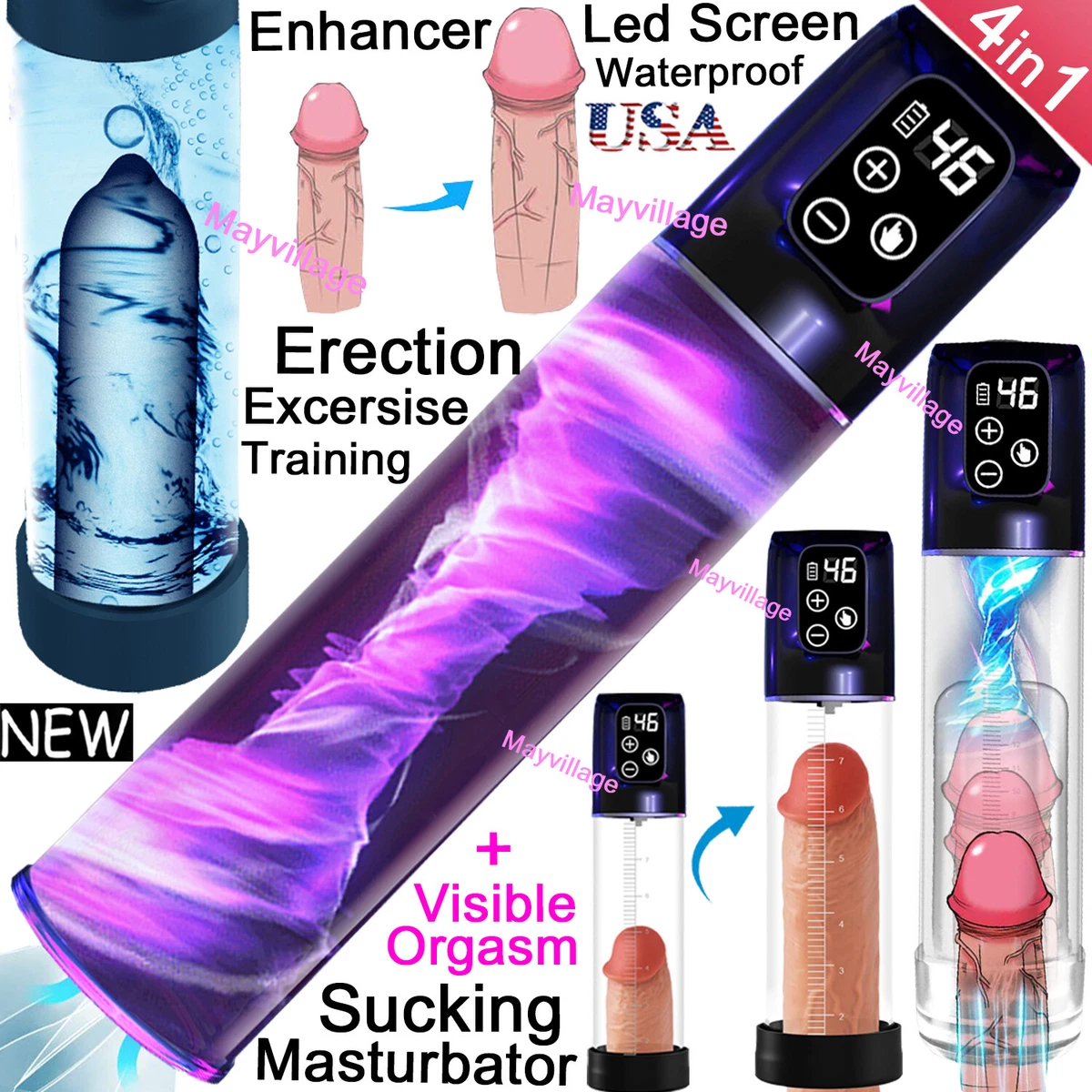 Penis Vacuum Sucking Pump Enhancer Digital LED Display Male Men Enlarger  Growth | eBay