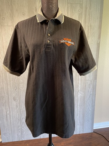 Munsingwear Mens Size L Black Collared Harley Davidson Patch Polo - Picture 2 of 9