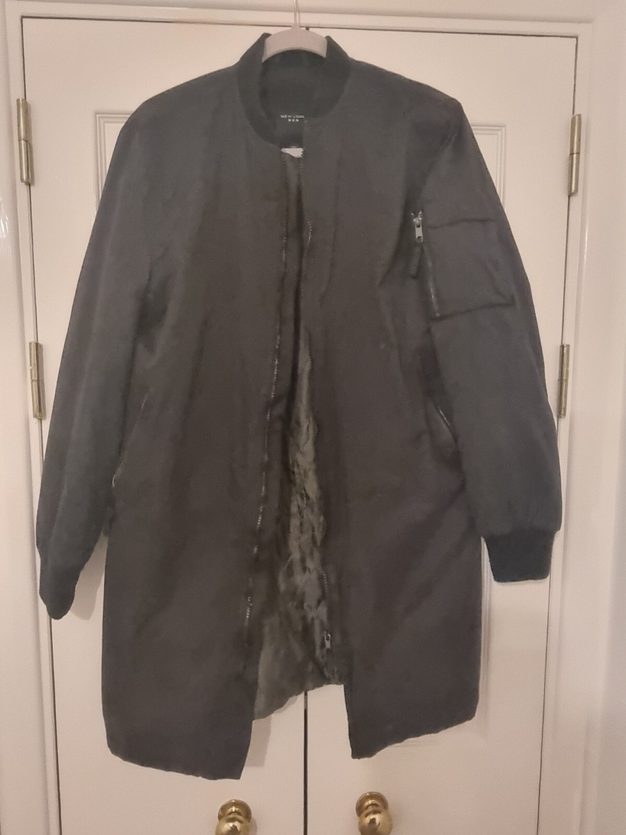 New Look Men's Black Longline Bomber Very Good Condition