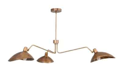 Mid Century 3 Curved Shade Raw Brass Sputnik chandelier light Fixture