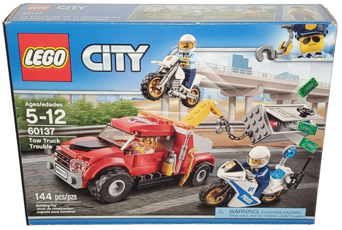 Lego City Set 60137 Tow Truck Trouble Police Motorcycle FACTORY