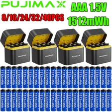 8/16/24/32/40 PCS AAA 1.5V 1512mWh Rechargeable Lithium Battery with Charger Box