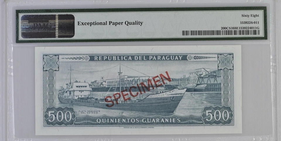 Paraguay ""Collector Series Specimen"", 500 Guaraníes 1952 (ND 1979) PMG 68 TOP - Image 2 of 3