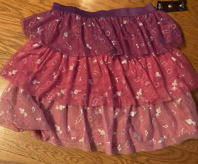 Trolls World Tour Girl s Size XL (14-16) Tiered Tulle Skirt  Purple Pink new Tag