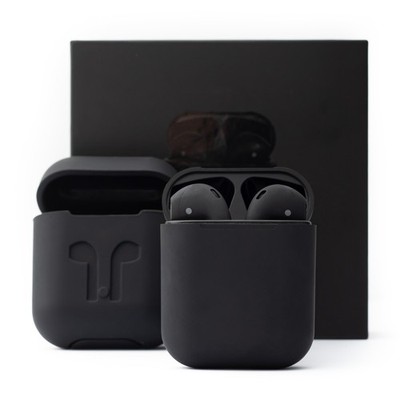 Black AirPods Silicone Protective Case + Free Black Wireless Earbuds