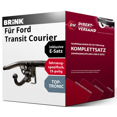 Für Transit Courier B460 (Brink) Anhängerkupplung abnehmbar + E-Satz 13pol top