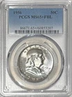 1956 Franklin Silver Half Dollar PCGS MS65+ FBL - Scarce PCGS Plus Rating!