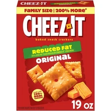 Baked Snack Crackers Reduced Fat Original Cheese Flavor Large Size 19 oz