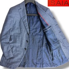 Isaia Men Jacket J5149 h Cashmere Check Pattern Tailored Navy 48 Limited Edition
