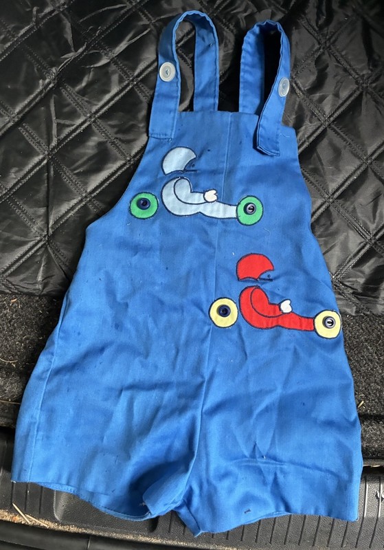 Blue Unisex Baby Toddler Overall One-Piece Shortall Cars Applique 12-18M