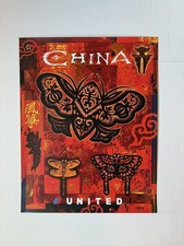 VINTAGE UNITED AIRLINES Original TRAVEL POSTER to CHINA by Harvey CHAN 2004