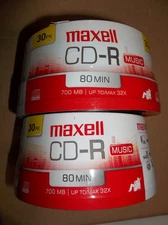 60 Maxell CD-R Blank Media 30 Pack (x2) Spindle Audio Music 32x 80 Minute 700MB