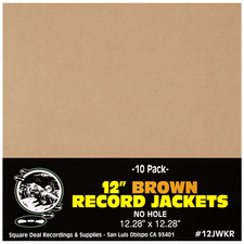 10 12JWKR - 12" Vinyl Record Jacket Kraft Brown NO Center Hole Media Storage