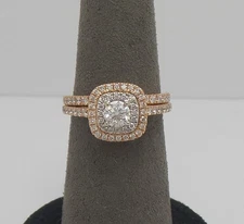 1CT Natural Round Diamond Engagement Wedding Bridal Set Ring 14K Rose Gold Band