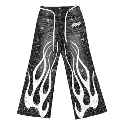 333 3eyevision Black Flame Denim Flare Jeans