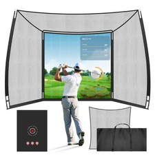VioraWhite Golf Cage Net with Simulator Impact Screen, 10 10 x 8 feet, black
