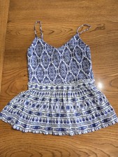 Pre-loved PATRONS OF PEACE Women's Blue  White Smocked Tank Top Sz S