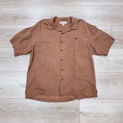 Tommy Bahama Silk Linen Blend Men's Terracotta Short Sleeve Camp Shirt Size XL