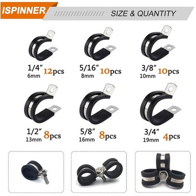 Stainless Steel Cable Clamps - 52pcs Assortment Kit