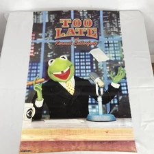 Too Late with Kermit Letterfrog Vintage Poster 1990s Muppet Show Retro Wall Art