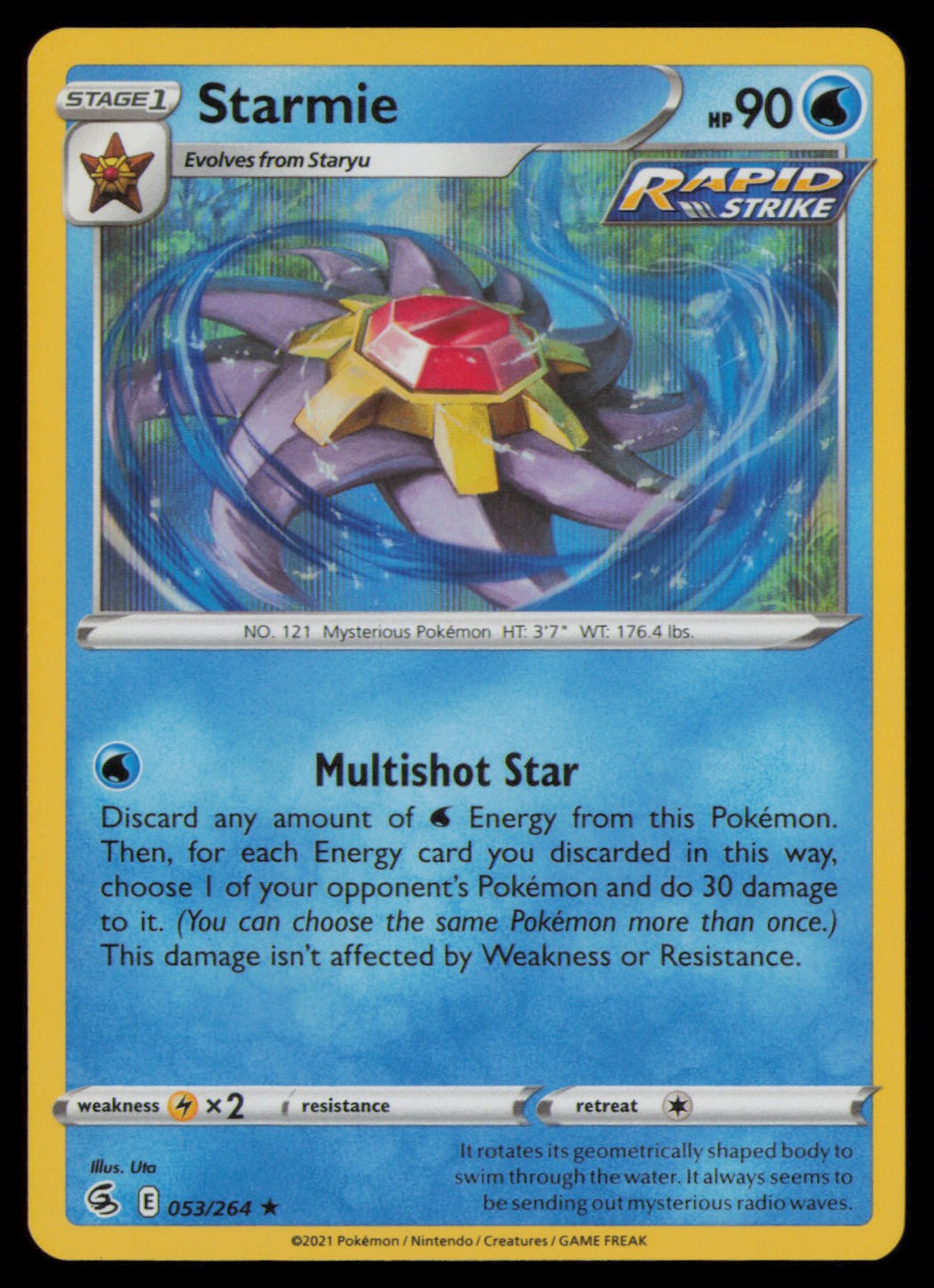 Starmie 053/264 Holo Rare Fusion Strike Pokemon Lightly Played