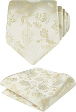 Mens 3.15inches Flower Patterned Tie with Floral Printed Pocket Square