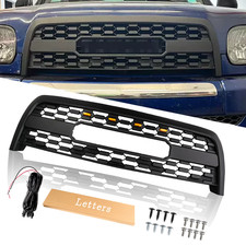 Grille For Tundra 2003-2006 With 3 LEDs Matte Black Honeycomb Front Bumper Grill