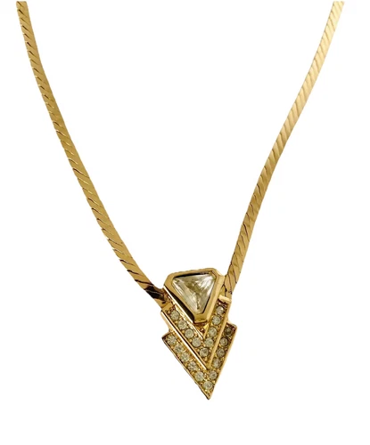 Collana girocollo vintage Christian Dior tono oro strass trasparenti
